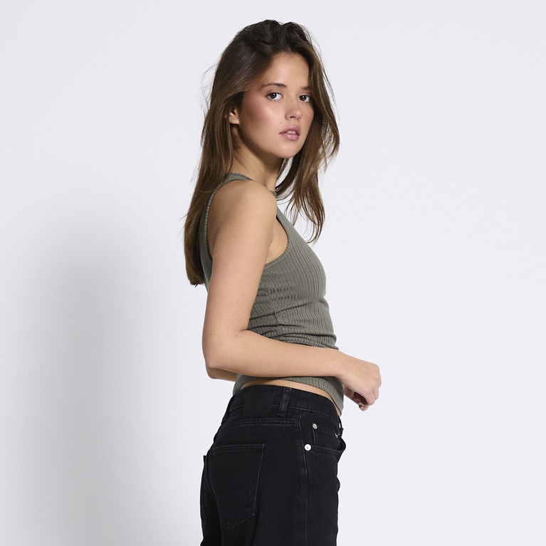 Ribbed tank top "Nayla" Army Green